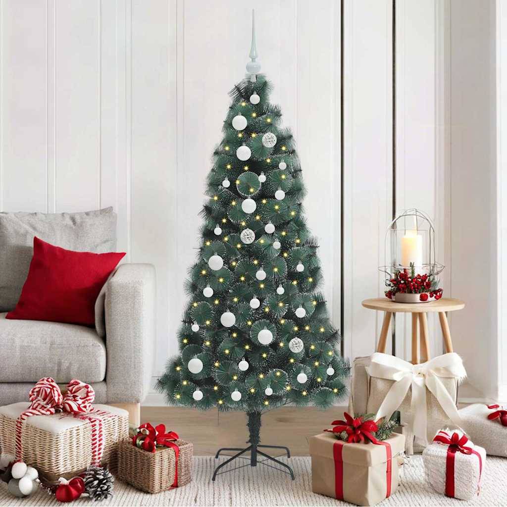 vidaXL Künstlicher vorbeleuchteter Weihnachtsbaum mit Kugelset 150 cm