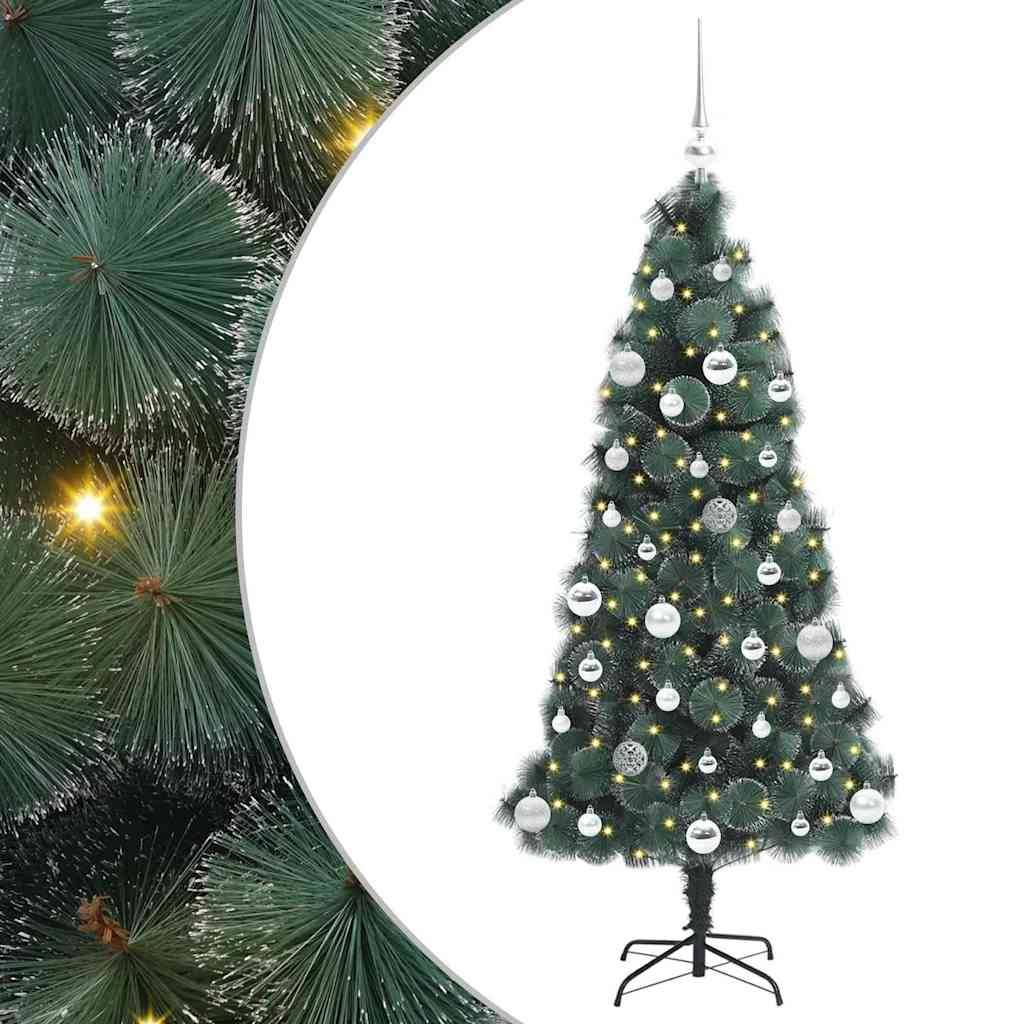 vidaXL Künstlicher vorbeleuchteter Weihnachtsbaum mit Kugelset 150 cm