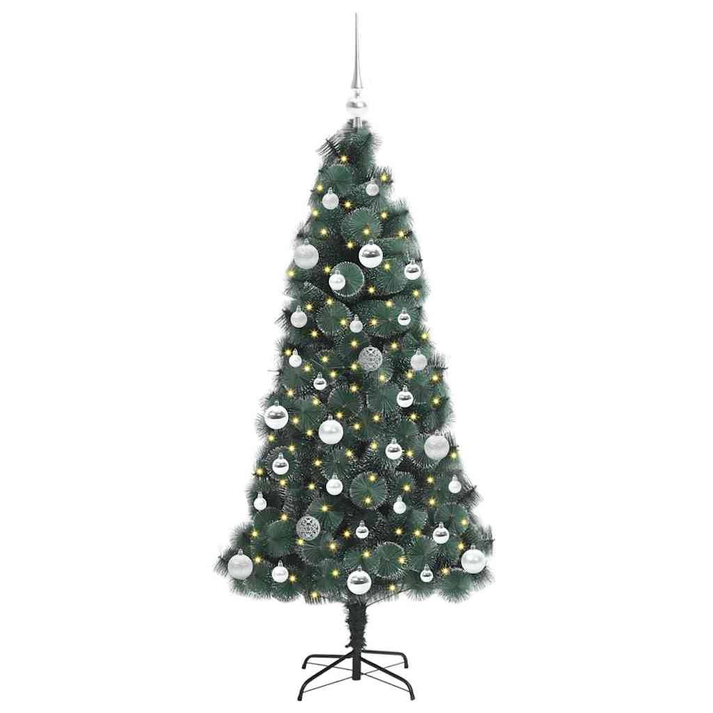 vidaXL Künstlicher vorbeleuchteter Weihnachtsbaum mit Kugelset 150 cm