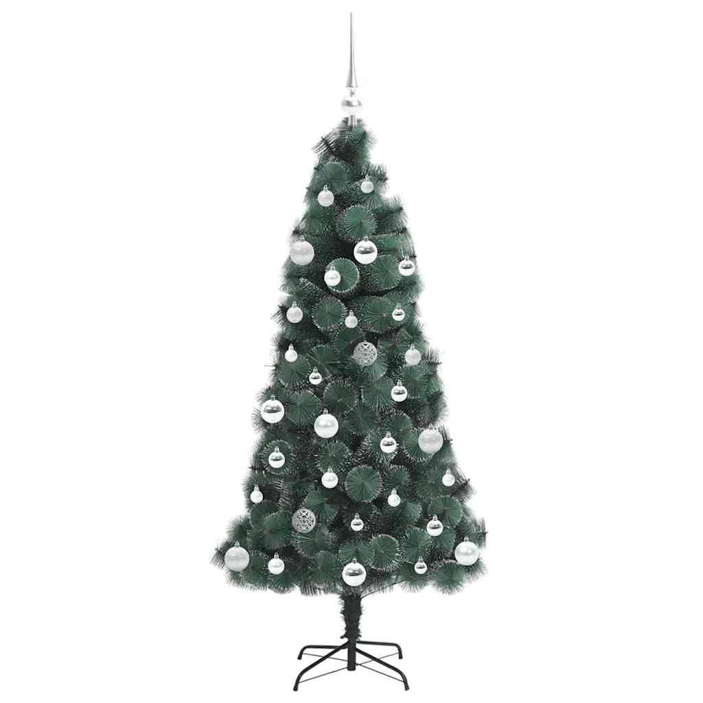 vidaXL Künstlicher vorbeleuchteter Weihnachtsbaum mit Kugelset 150 cm