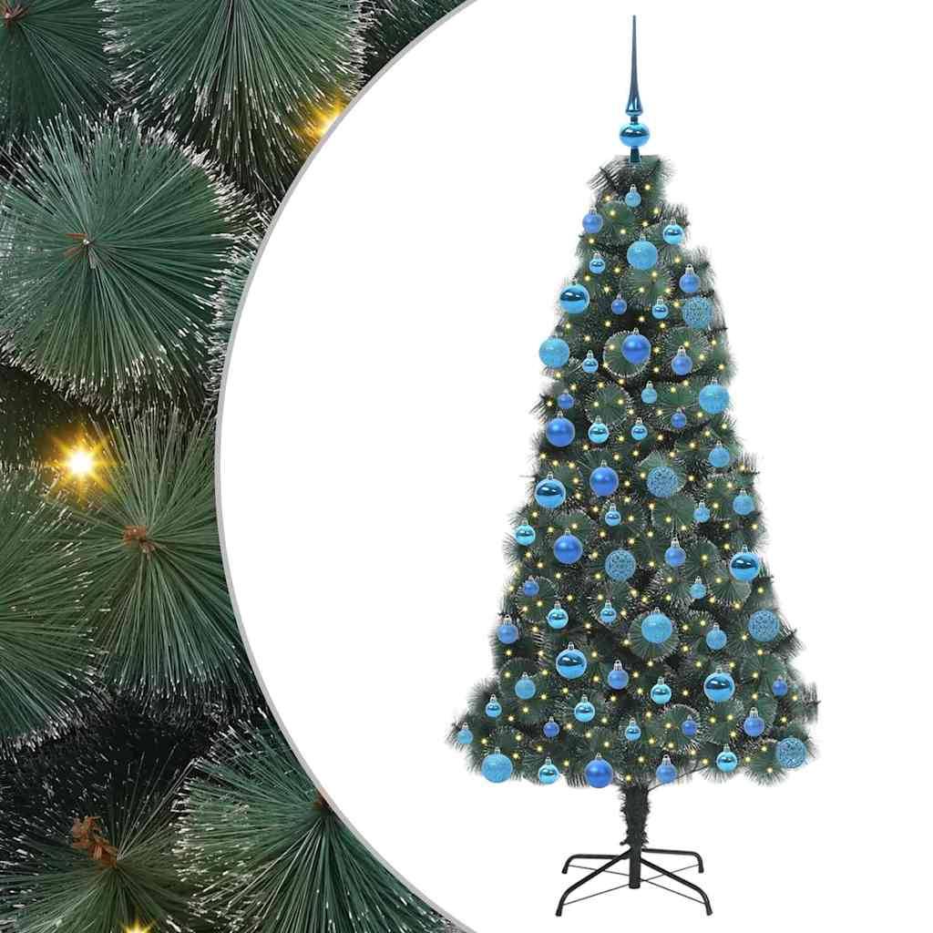 vidaXL Künstlicher vorbeleuchteter Weihnachtsbaum mit Kugelset 180 cm