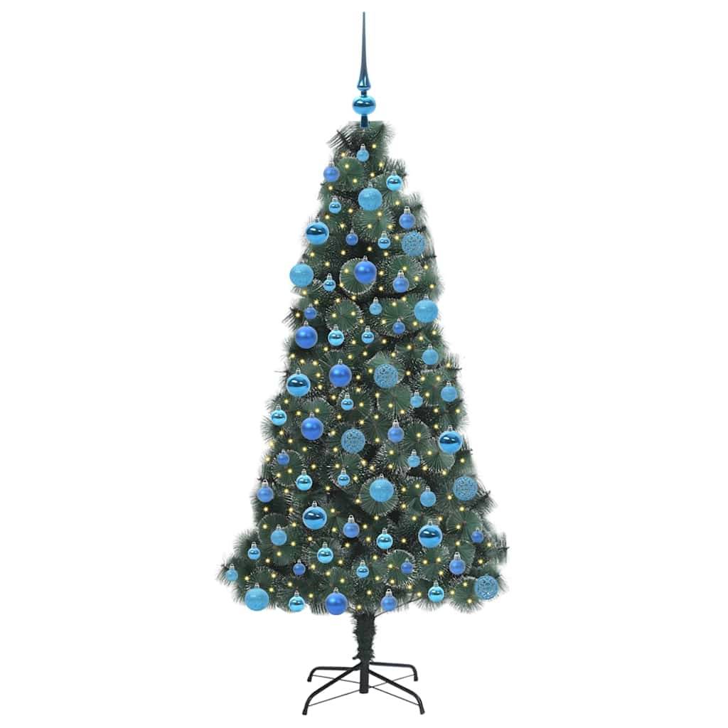 vidaXL Künstlicher vorbeleuchteter Weihnachtsbaum mit Kugelset 180 cm
