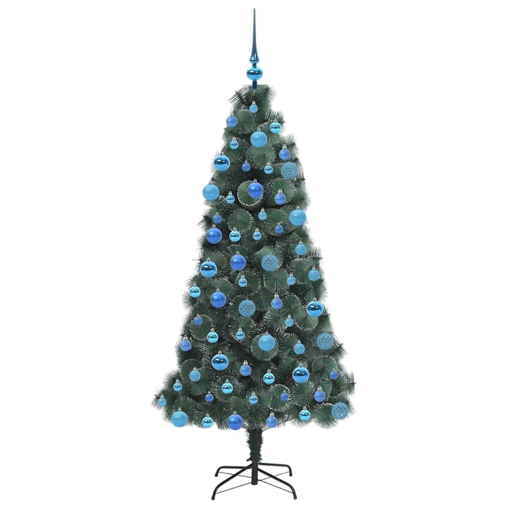 vidaXL Künstlicher vorbeleuchteter Weihnachtsbaum mit Kugelset 180 cm