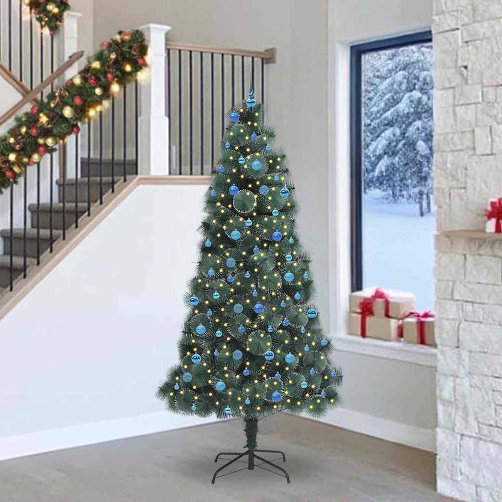 vidaXL Künstlicher vorbeleuchteter Weihnachtsbaum mit Kugelset 240 cm