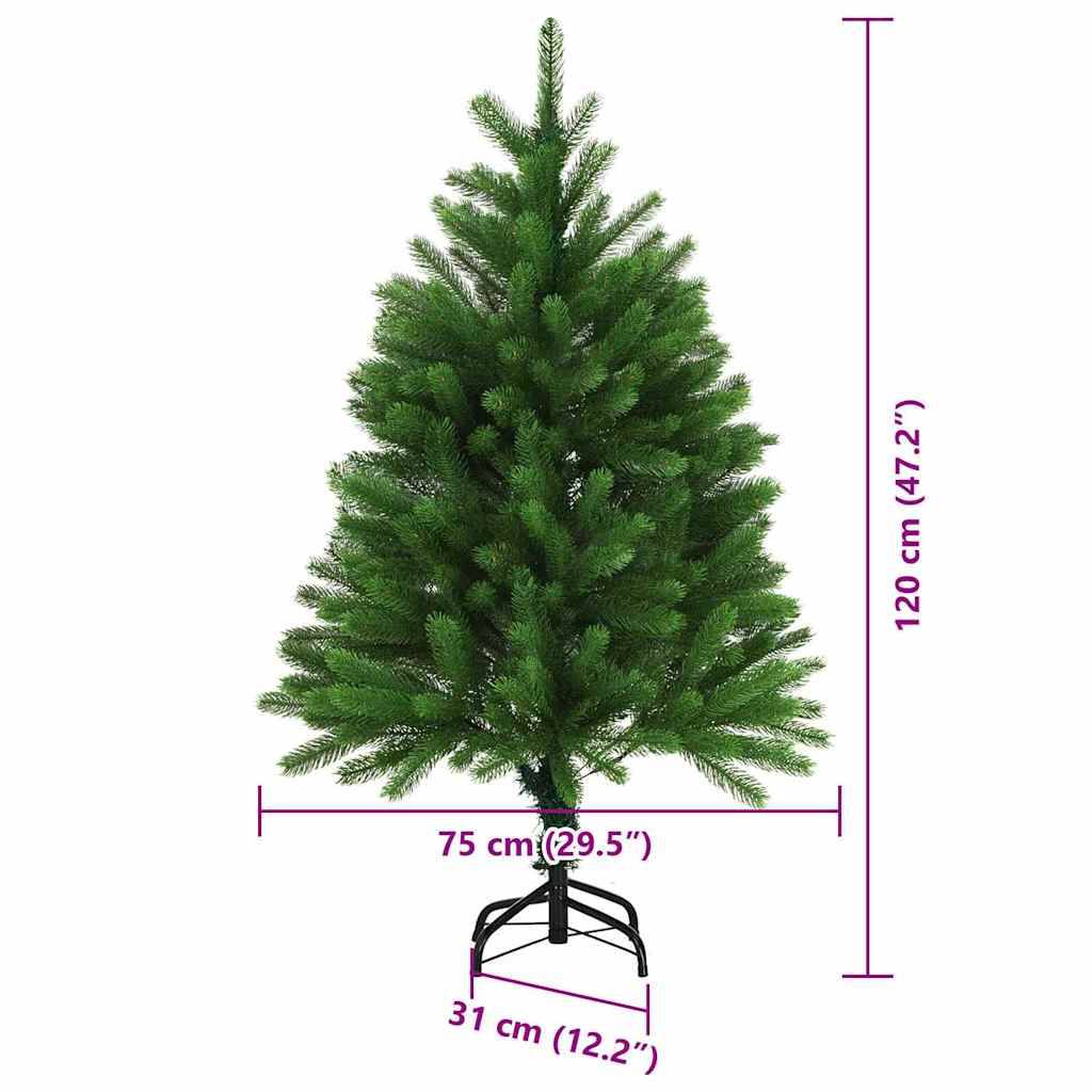 Ein grüner künstlicher Weihnachtsbaum mit Maßen: Höhe 120 cm (47,2