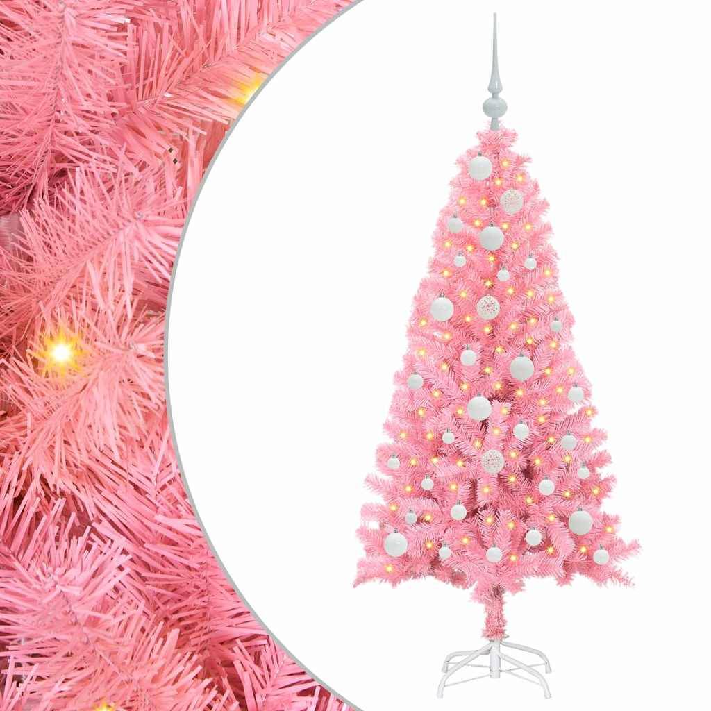vidaXL Weihnachtsbaum mit 150 LEDs mit Ständer Rosa 120 cm PVC