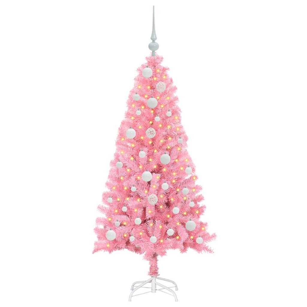 vidaXL Weihnachtsbaum mit 150 LEDs mit Ständer Rosa 120 cm PVC