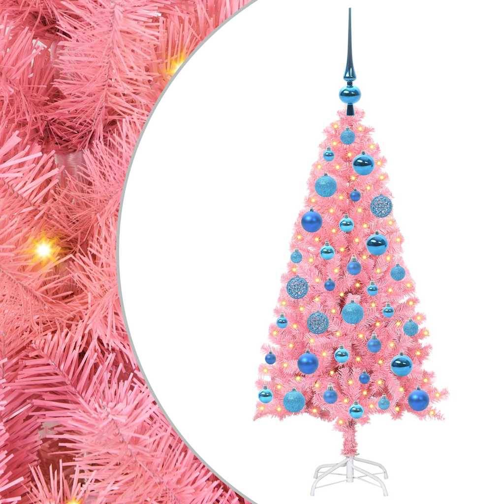 vidaXL Weihnachtsbaum mit 150 LEDs mit Ständer Rosa 120 cm PVC