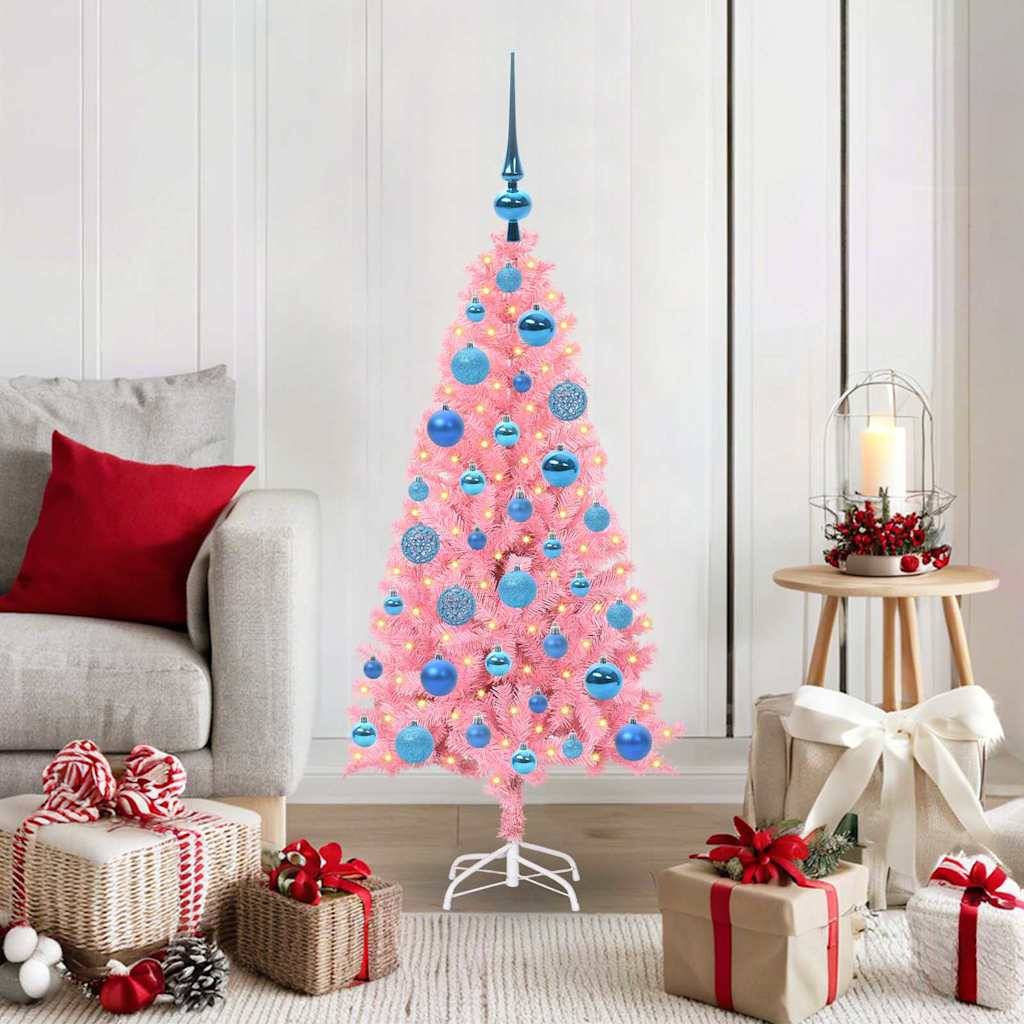 vidaXL Weihnachtsbaum mit 150 LEDs mit Ständer Rosa 120 cm PVC