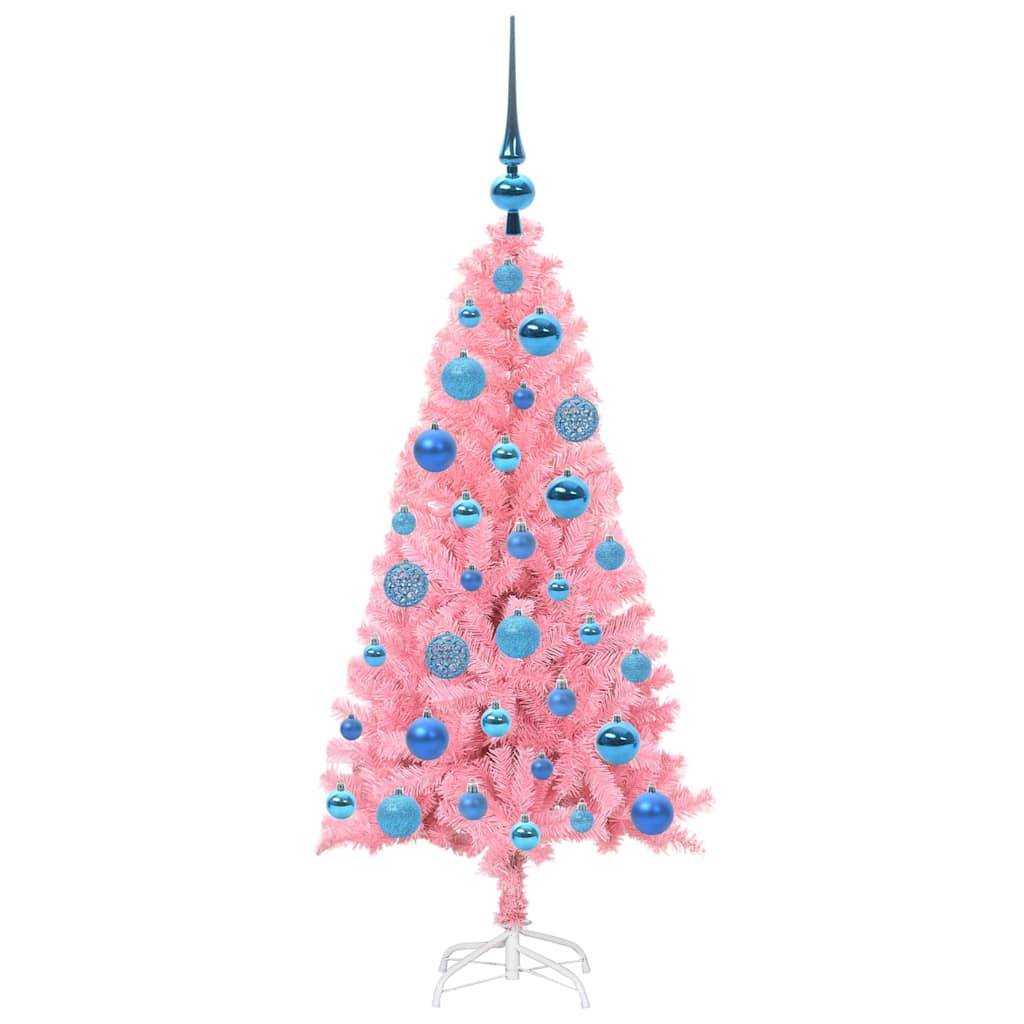 vidaXL Weihnachtsbaum mit 150 LEDs mit Ständer Rosa 120 cm PVC