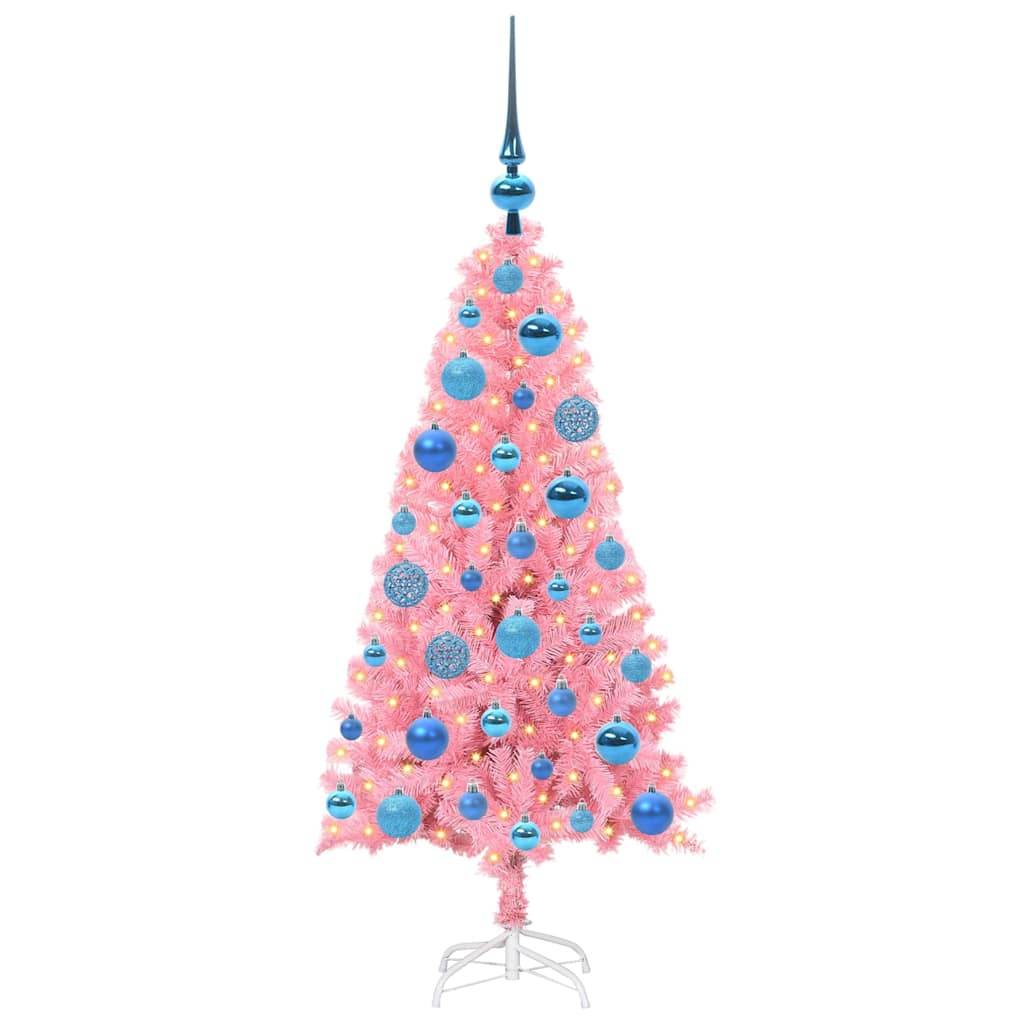 vidaXL Weihnachtsbaum mit 150 LEDs mit Ständer Rosa 120 cm PVC