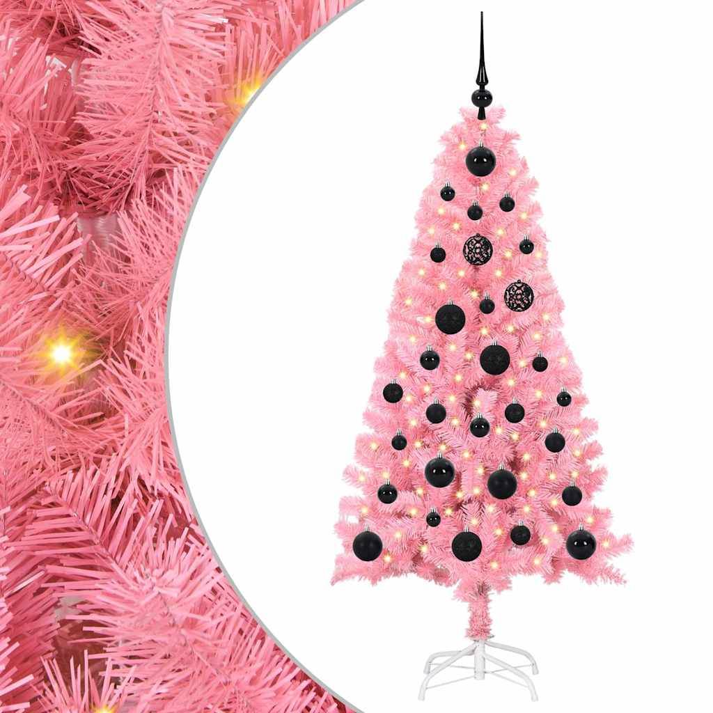 vidaXL Weihnachtsbaum mit 150 LEDs mit Ständer Rosa 150 cm PVC