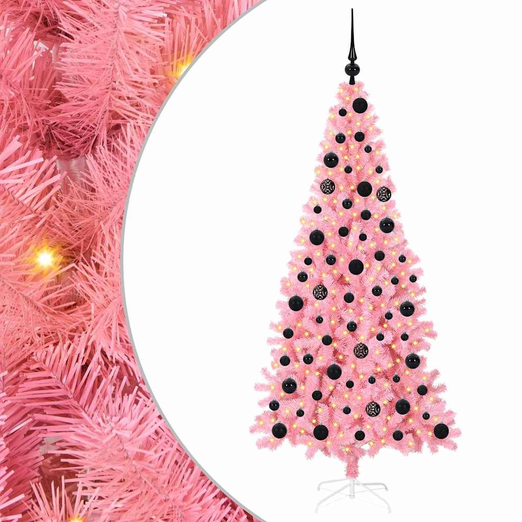 vidaXL Weihnachtsbaum mit 300 LEDs mit Ständer Rosa 180 cm PVC