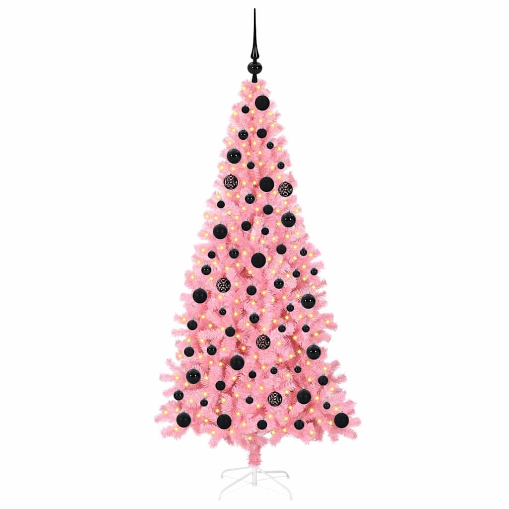 vidaXL Weihnachtsbaum mit 300 LEDs mit Ständer Rosa 180 cm PVC