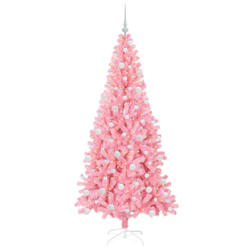 vidaXL Weihnachtsbaum mit 300 LEDs mit Ständer Rosa 180 cm PVC