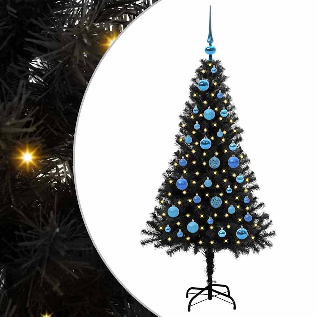 vidaXL Weihnachtsbaum mit 150 LEDs mit Ständer Schwarz 150 cm PVC
