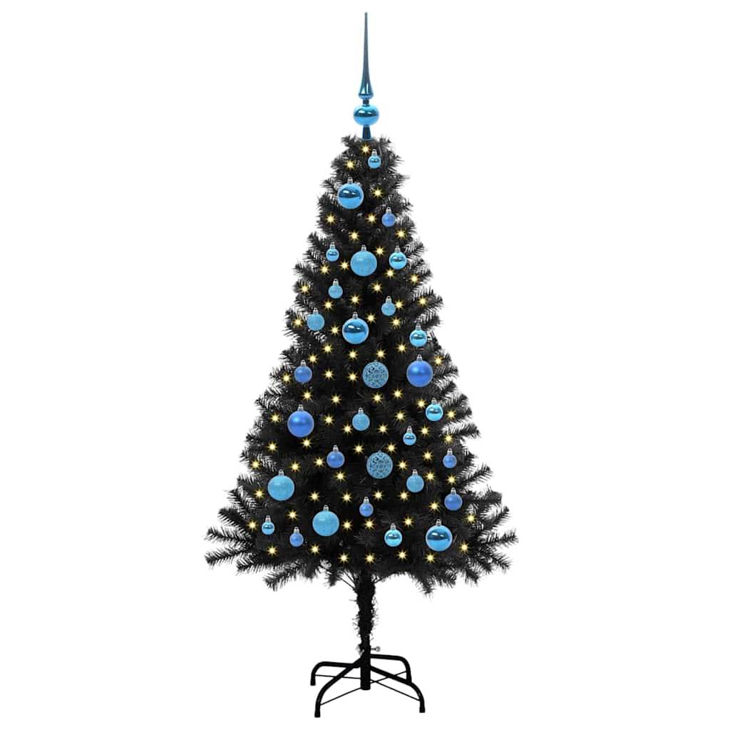 vidaXL Weihnachtsbaum mit 150 LEDs mit Ständer Schwarz 150 cm PVC