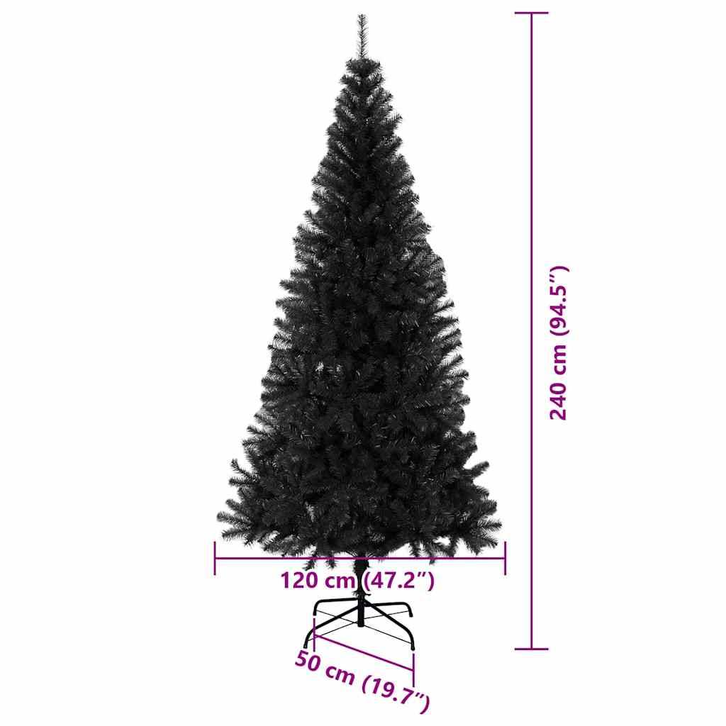 Ein schwarzer künstlicher Weihnachtsbaum mit einer Höhe von 240 cm (94,5