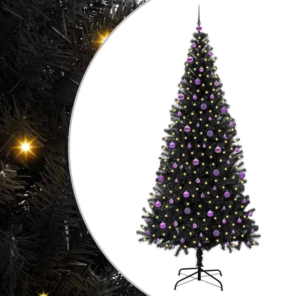 vidaXL Weihnachtsbaum mit 300 LEDs mit Ständer Schwarz 240 cm PVC