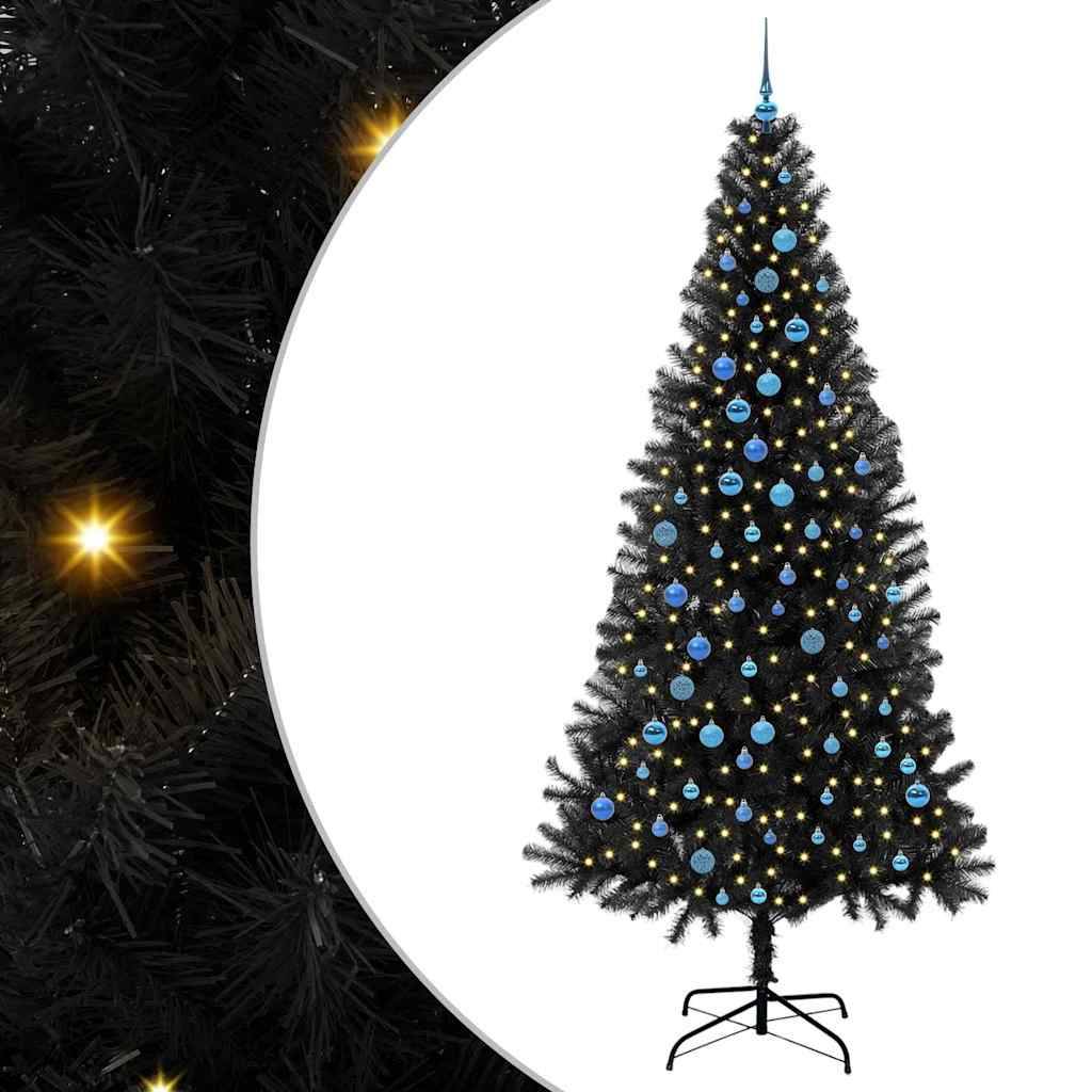 vidaXL Weihnachtsbaum mit 300 LEDs mit Ständer Schwarz 240 cm PVC