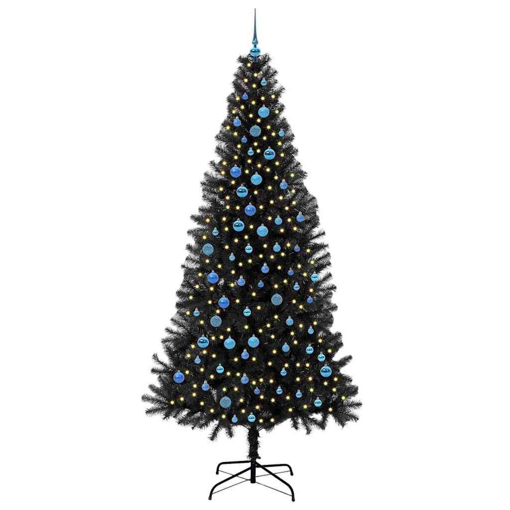 vidaXL Weihnachtsbaum mit 300 LEDs mit Ständer Schwarz 240 cm PVC