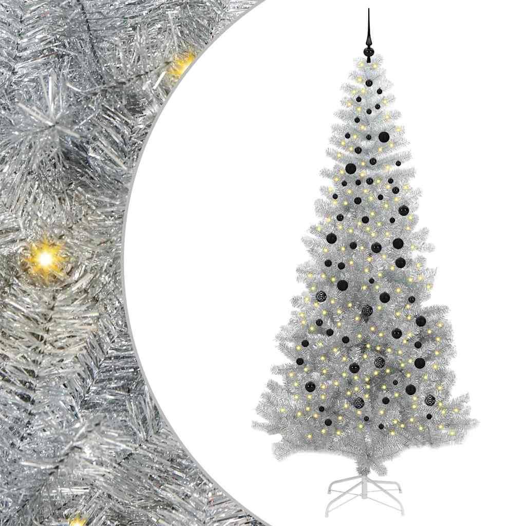 vidaXL Weihnachtsbaum mit 300 LEDs mit Ständer Silber 240 cm PET