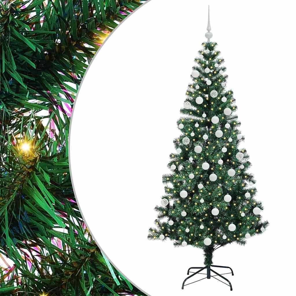 vidaXL Künstlicher vorbeleuchteter Weihnachtsbaum Grün 180 cm