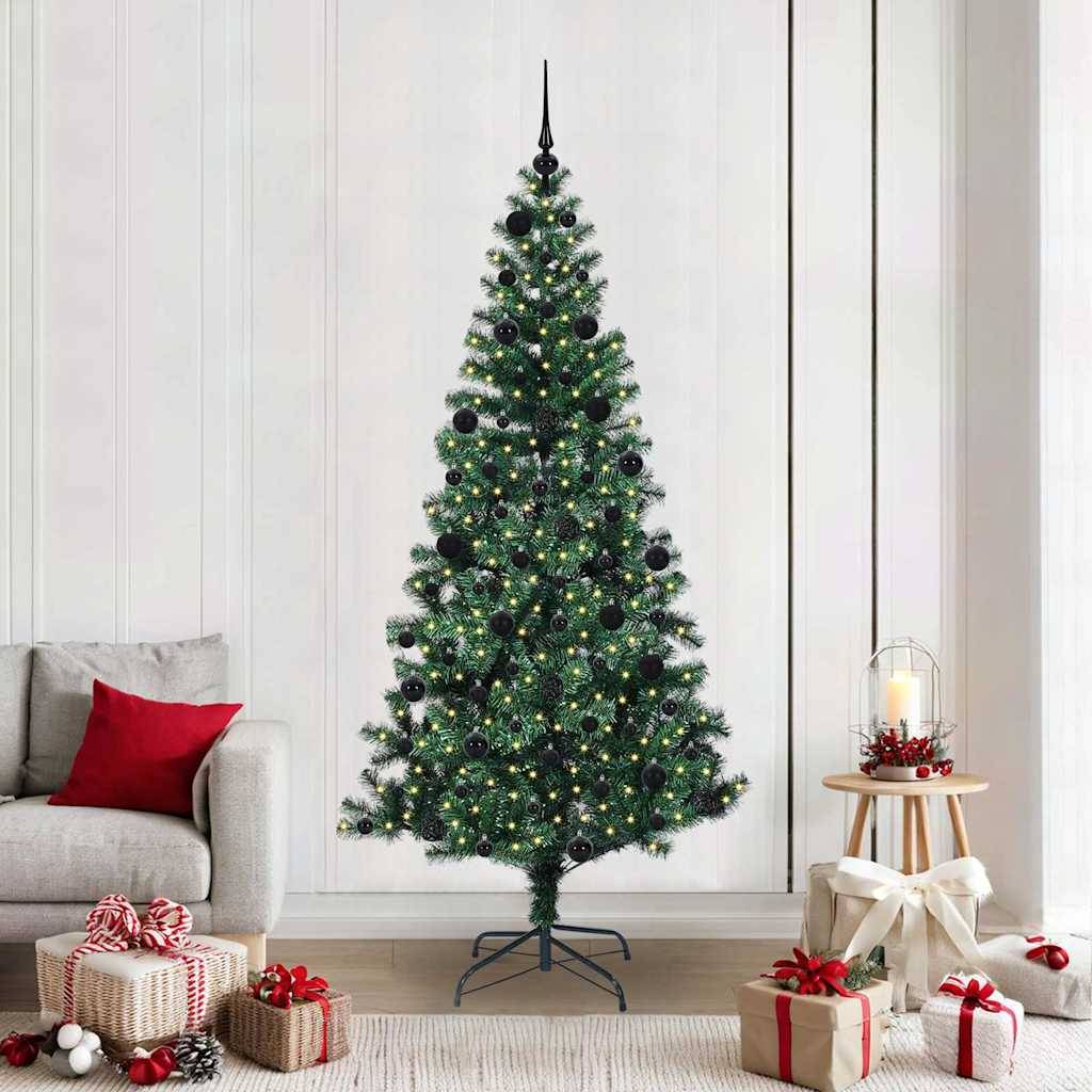 vidaXL Künstlicher vorbeleuchteter Weihnachtsbaum Grün 210 cm
