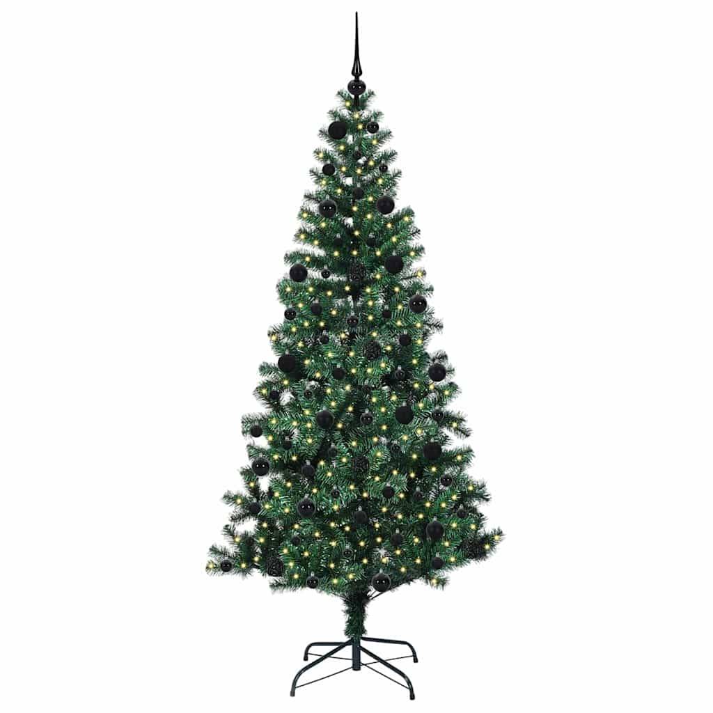vidaXL Künstlicher vorbeleuchteter Weihnachtsbaum Grün 210 cm