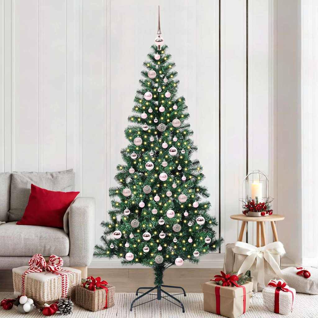 vidaXL Künstlicher vorbeleuchteter Weihnachtsbaum Grün 210 cm