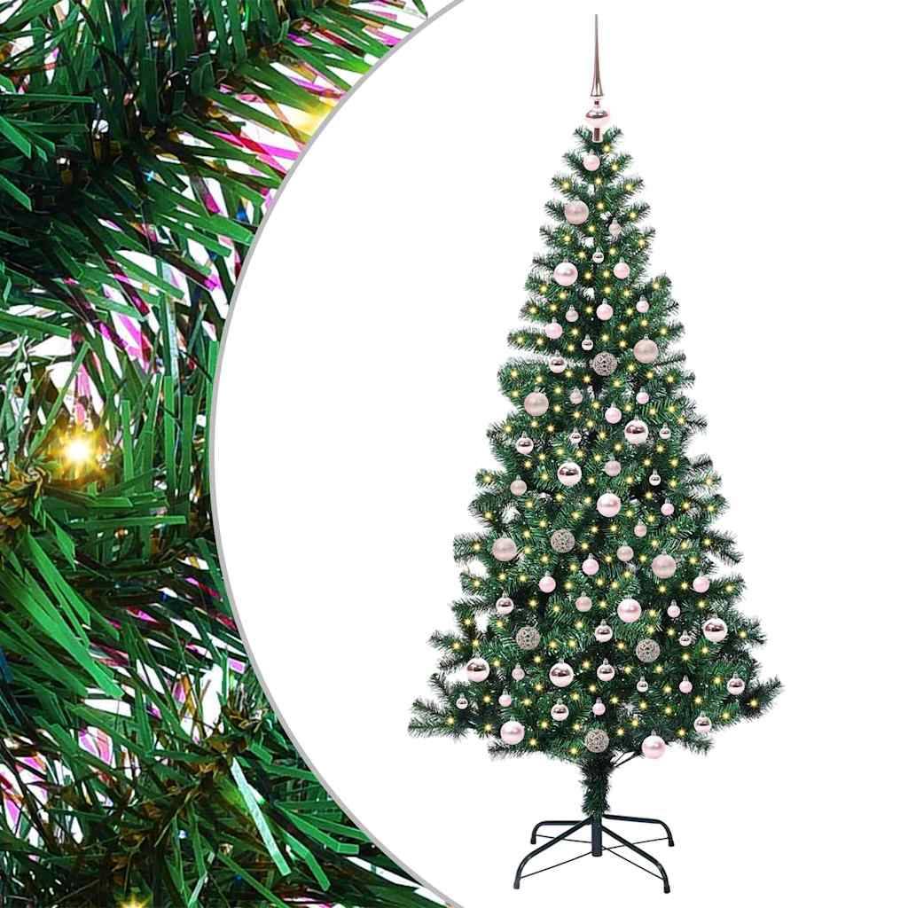 vidaXL Künstlicher vorbeleuchteter Weihnachtsbaum Grün 210 cm
