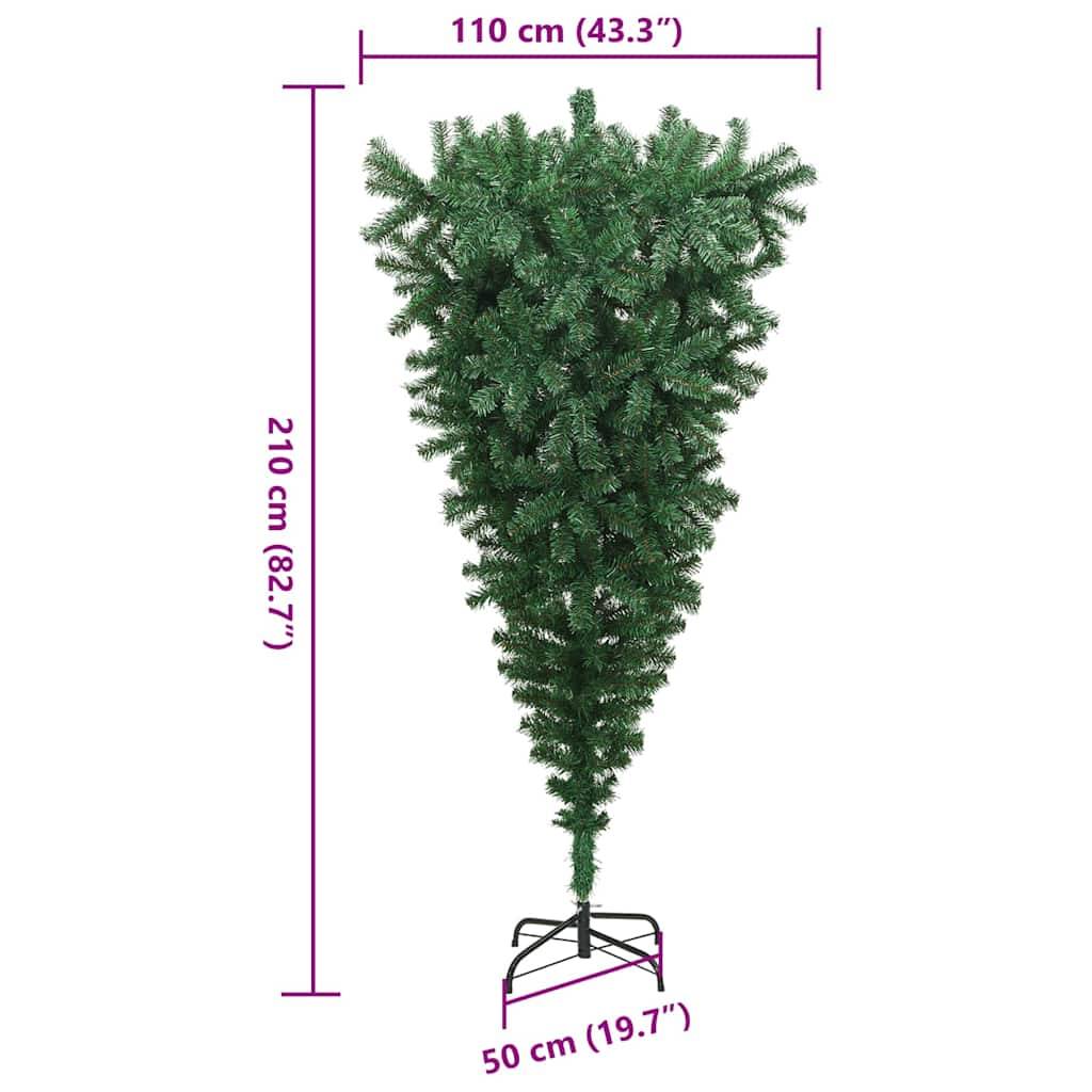 vidaXL Umgedrehter Kunst Weihnachtsbaum mit Kugelset Grün 210 cm PVC