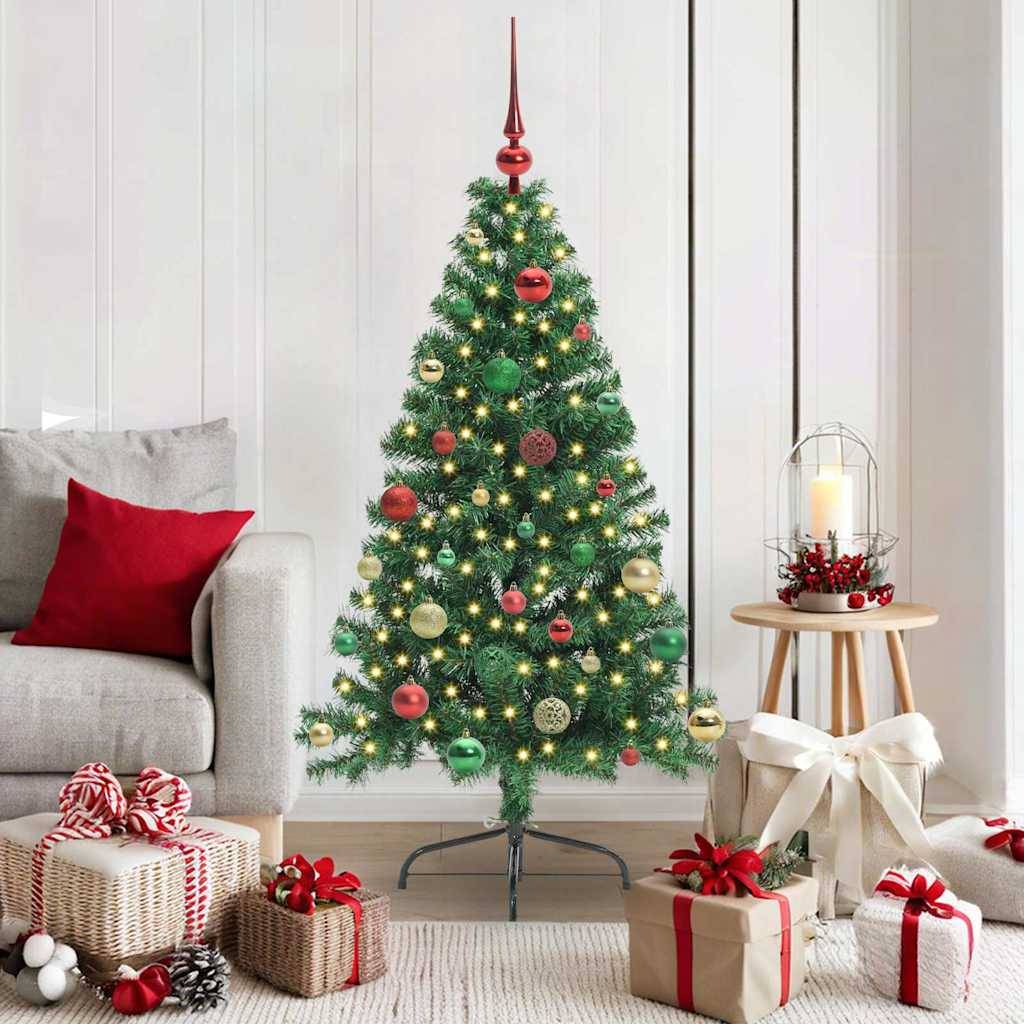 vidaXL Künstlicher vorbeleuchteter Weihnachtsbaum Grün 150 cm PVC