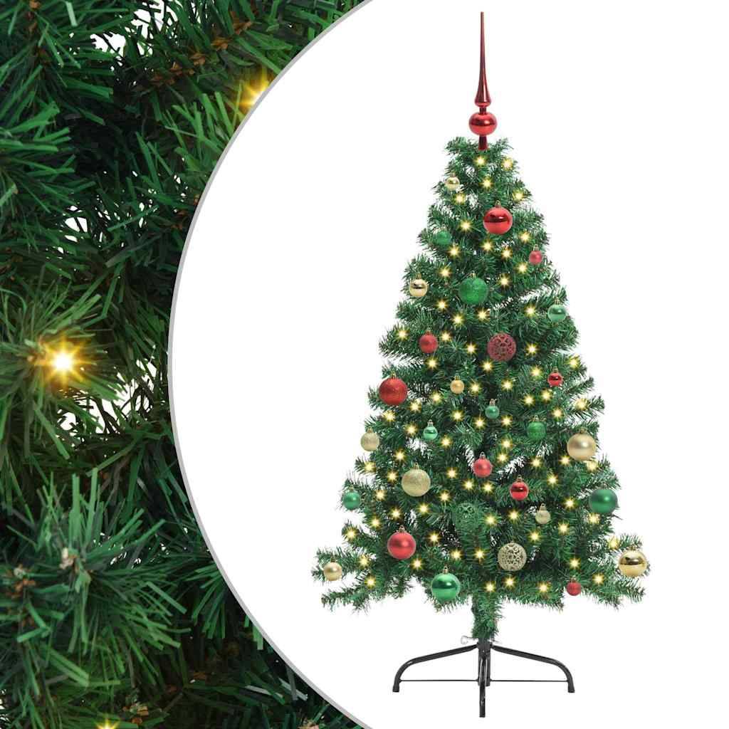 vidaXL Künstlicher vorbeleuchteter Weihnachtsbaum Grün 150 cm PVC