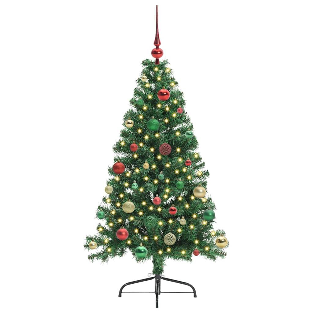 vidaXL Künstlicher vorbeleuchteter Weihnachtsbaum Grün 150 cm PVC