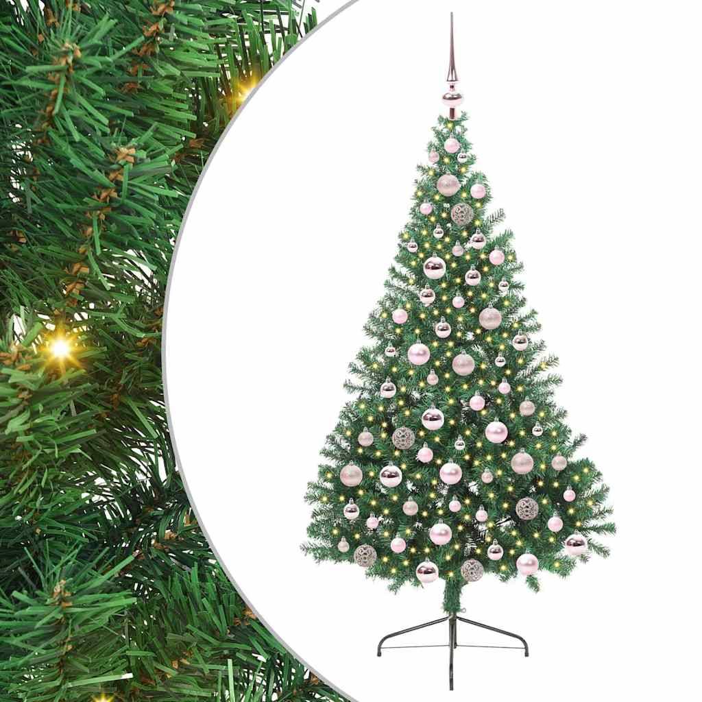 vidaXL Künstlicher vorbeleuchteter Weihnachtsbaum Grün 180 cm PVC