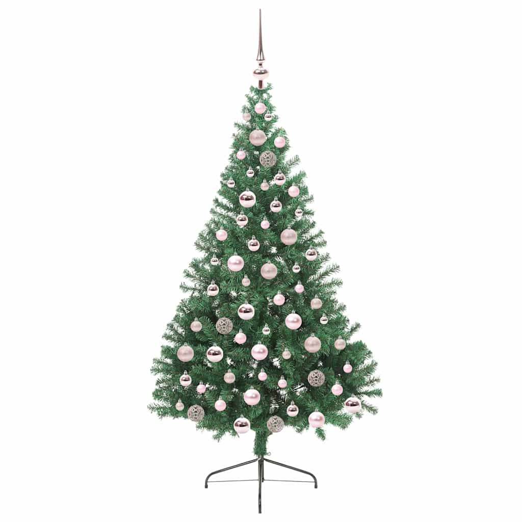 vidaXL Künstlicher vorbeleuchteter Weihnachtsbaum Grün 180 cm PVC