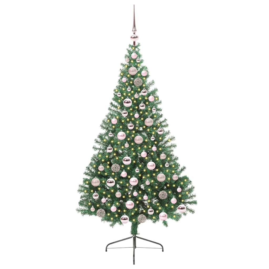 vidaXL Künstlicher vorbeleuchteter Weihnachtsbaum Grün 180 cm PVC