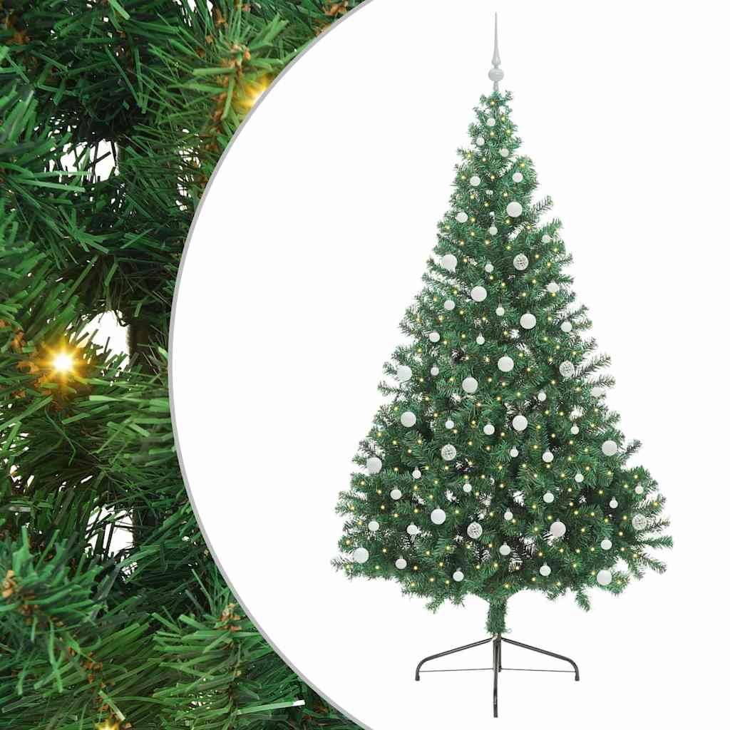 vidaXL Künstlicher vorbeleuchteter Weihnachtsbaum Grün 240 cm PVC