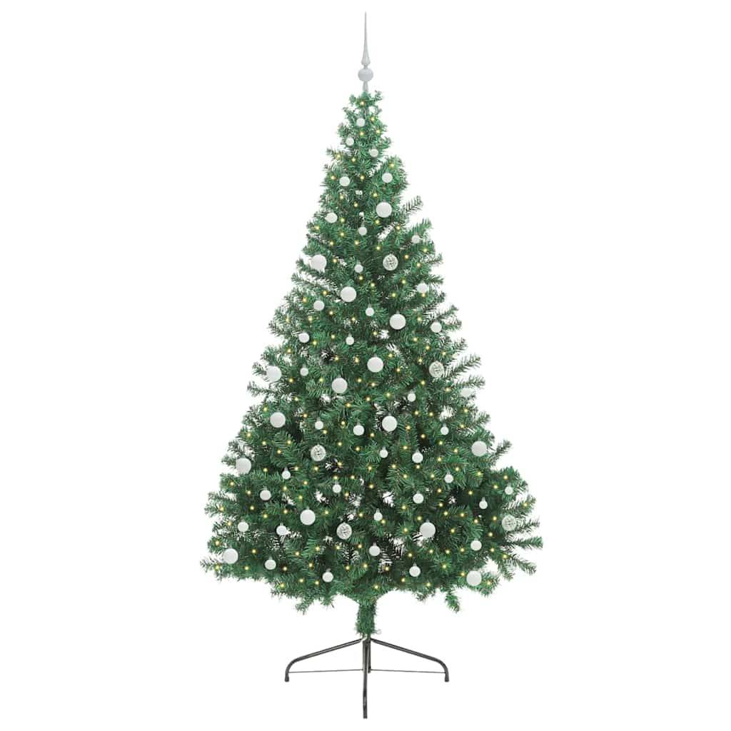 vidaXL Künstlicher vorbeleuchteter Weihnachtsbaum Grün 240 cm PVC