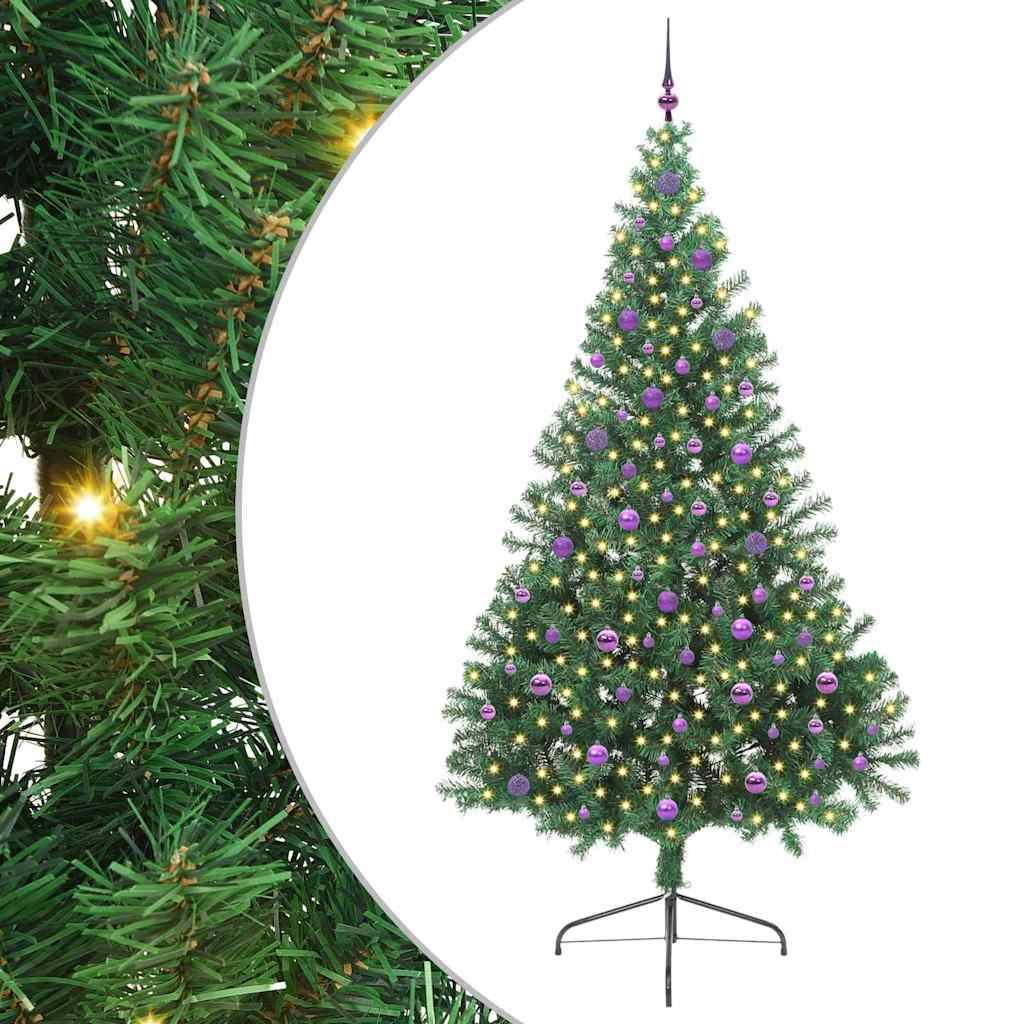 vidaXL Künstlicher vorbeleuchteter Weihnachtsbaum Grün 240 cm PVC