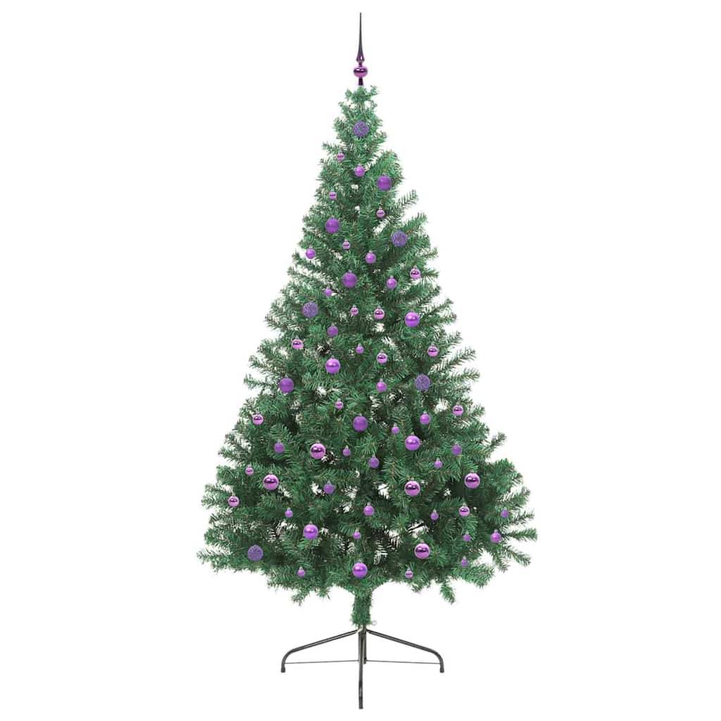vidaXL Künstlicher vorbeleuchteter Weihnachtsbaum Grün 240 cm PVC