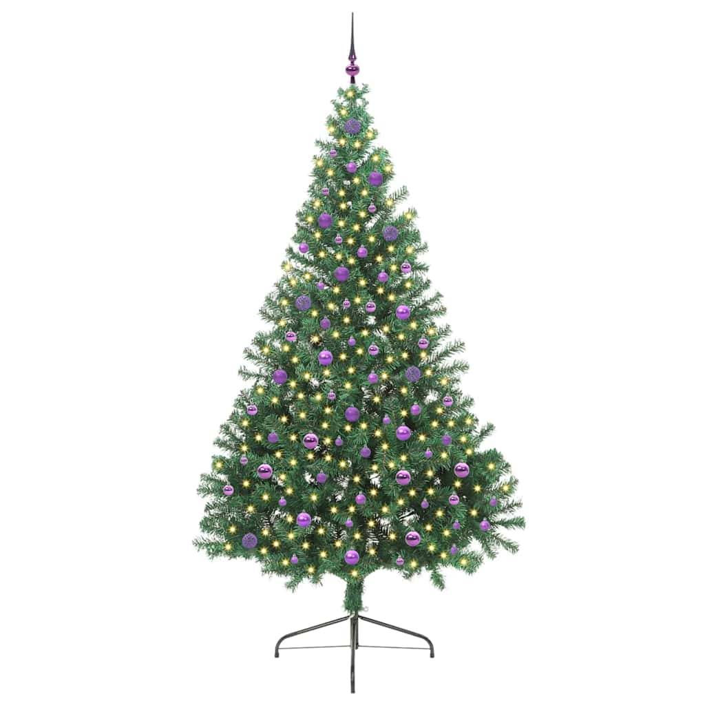 vidaXL Künstlicher vorbeleuchteter Weihnachtsbaum Grün 240 cm PVC