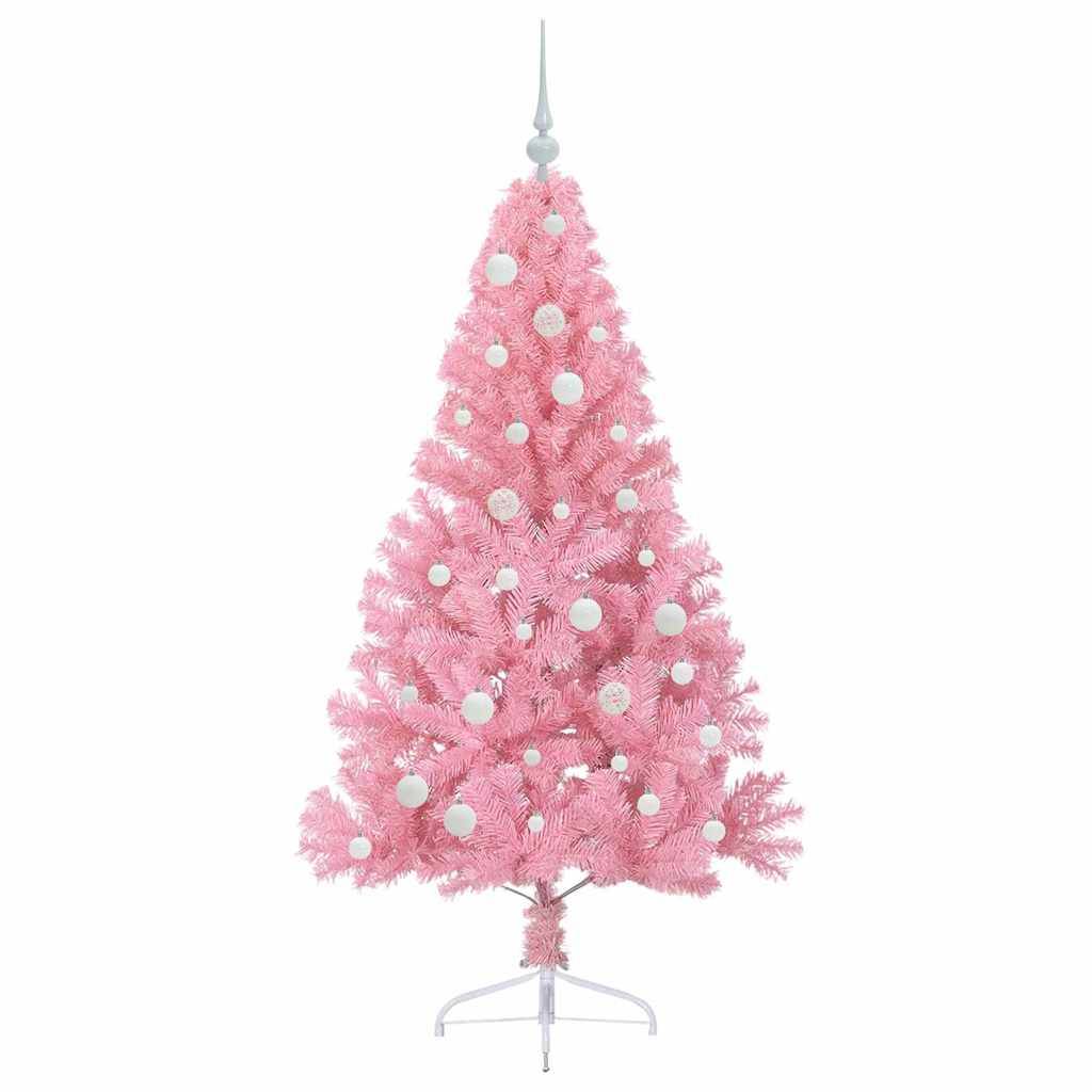 vidaXL Künstlicher vorbeleuchteter Weihnachtsbaum Rosa 150 cm PVC
