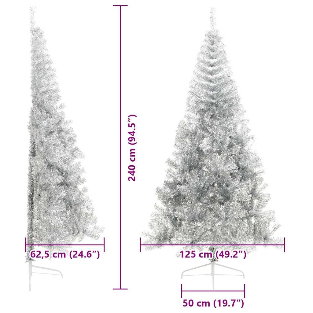 Schlanker silberner Weihnachtsbaum mit Maßen: Höhe 240 cm (94,5