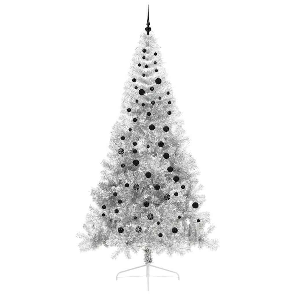 vidaXL Künstlicher vorbeleuchteter Weihnachtsbaum Silber 240 cm PET