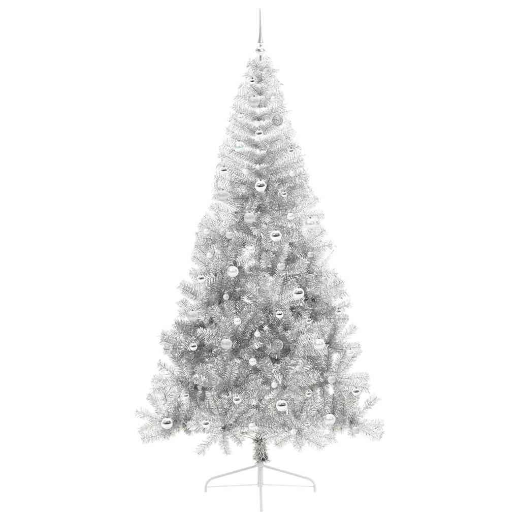 vidaXL Künstlicher vorbeleuchteter Weihnachtsbaum Silber 240 cm PET