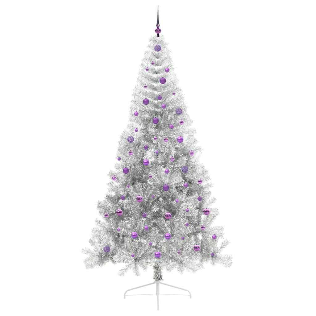 vidaXL Künstlicher vorbeleuchteter Weihnachtsbaum Silber 240 cm PET