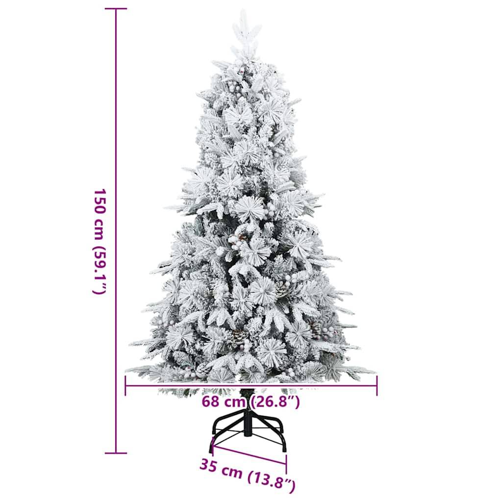 vidaXL Künstlicher klappbarer Weihnachtsbaum Weiß 150 cm PE und PVC