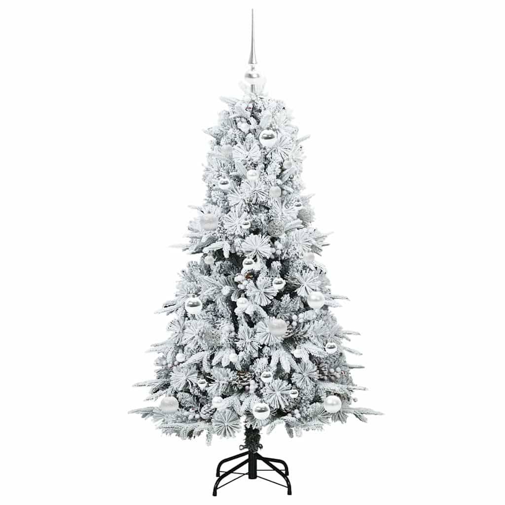 vidaXL Künstlicher klappbarer Weihnachtsbaum Weiß 150 cm PE und PVC